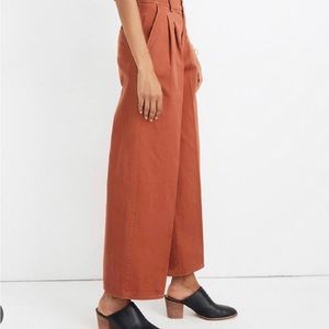 NWT Madewell Harlow cropped wide leg pants acorn brown orange rust 16P